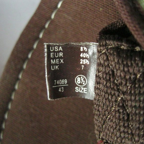 American Eagle Brown Plaid Button Wedge Sandals - Picture 8 of 9